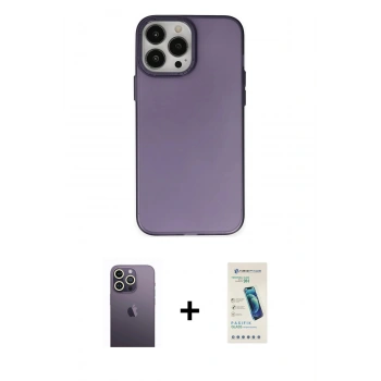 MARSİLYAN™- iPhone 13 Pro Max Kılıf Ahenk Çizgi Prime - Şeffaf Pasifik Cam Ekran Koruyucu + Neon Fosforlu Kamera Lens - BZ