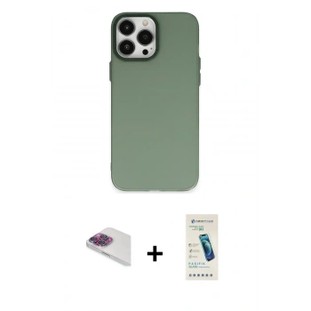 MARSİLYAN™- iPhone 13 Pro Max Kılıf Ahenk Çizgi Prime - Şeffaf Pasifik Cam Ekran Koruyucu + Pers Alüminyum Kamera Lens - GI