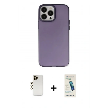 MARSİLYAN™- iPhone 13 Pro Max Kılıf Ahenk Çizgi Prime - Şeffaf Pasifik Cam Ekran Koruyucu + Shine Kamera Lens - GD