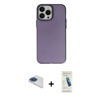 MARSİLYAN™- iPhone 13 Pro Max Kılıf Ahenk Çizgi Prime - Şeffaf Pasifik Cam Ekran Koruyucu + Pers Alüminyum Kamera Lens - LT