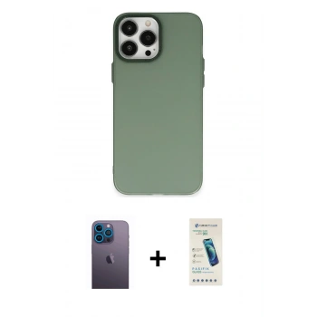 MARSİLYAN™- iPhone 13 Pro Max Kılıf Ahenk Çizgi Prime - Şeffaf Pasifik Cam Ekran Koruyucu + Neon Fosforlu Kamera Lens - MI