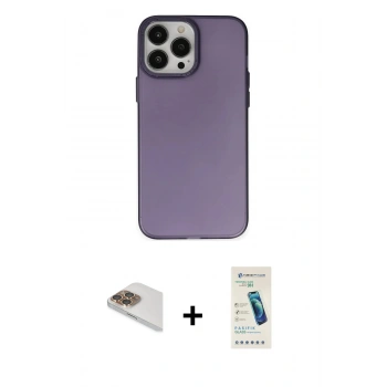 MARSİLYAN™- iPhone 13 Pro Max Kılıf Ahenk Çizgi Prime - Şeffaf Pasifik Cam Ekran Koruyucu + Pers Alüminyum Kamera Lens - GD