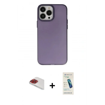 MARSİLYAN™- iPhone 13 Pro Max Kılıf Ahenk Çizgi Prime - Şeffaf Pasifik Cam Ekran Koruyucu + Pers Alüminyum Kamera Lens - KI