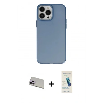 MARSİLYAN™- iPhone 13 Pro Max Kılıf Ahenk Çizgi Prime - Şeffaf Pasifik Cam Ekran Koruyucu + Rainbow Kamera Lens Koruma Cam - MR