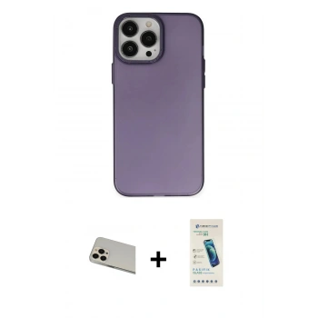 MARSİLYAN™- iPhone 13 Pro Max Kılıf Ahenk Çizgi Prime - Şeffaf Pasifik Cam Ekran Koruyucu + Rainbow Kamera Lens Koruma Cam - REGD