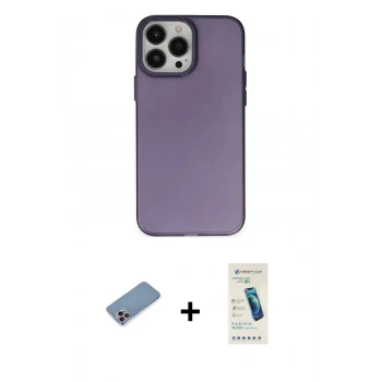 MARSİLYAN™- iPhone 13 Pro Max Kılıf Ahenk Çizgi Prime - Şeffaf Pasifik Cam Ekran Koruyucu + Shine Kamera Lens Koruma Cam - PE