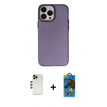 MARSİLYAN™- iPhone 13 Pro Max Kılıf Ahenk Çizgi Prime - Siyah 18D Cam Ekran Koruyucu + Shine Kamera Lens - GD