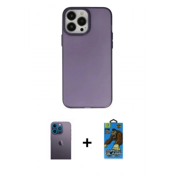 MARSİLYAN™- iPhone 13 Pro Max Kılıf Ahenk Çizgi Prime - Siyah 18D Cam Ekran Koruyucu + Neon Fosforlu Kamera Lens - MI