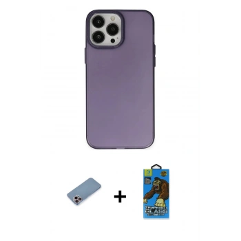 MARSİLYAN™- iPhone 13 Pro Max Kılıf Ahenk Çizgi Prime - Siyah 18D Cam Ekran Koruyucu + Shine Kamera Lens Koruma Cam - PE