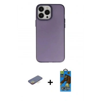MARSİLYAN™- iPhone 13 Pro Max Kılıf Ahenk Çizgi Prime - Siyah 18D Cam Ekran Koruyucu + Renkli Kamera Lens Koruma Cam - SI