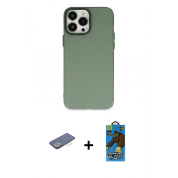 MARSİLYAN™- iPhone 13 Pro Max Kılıf Ahenk Çizgi Prime - Siyah 18D Cam Ekran Koruyucu + Renkli Kamera Lens Koruma Cam - YL
