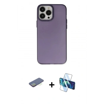 MARSİLYAN™- iPhone 13 Pro Max Kılıf Ahenk Çizgi Prime - Siyah 3D Antistatik Cam Ekran Koruyucu + Renkli Kamera Lens Koruma Cam - YL