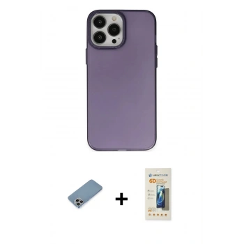 MARSİLYAN™- iPhone 13 Pro Max Kılıf Ahenk Çizgi Prime - Siyah 6D Mat Seramik Hayalet Nano Ekran Koruyucu + Shine Kamera Lens Koruma Cam - GI