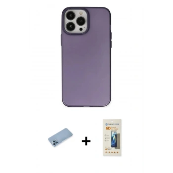 MARSİLYAN™- iPhone 13 Pro Max Kılıf Ahenk Çizgi Prime - Siyah 6D Mat Seramik Hayalet Nano Ekran Koruyucu + Shine Kamera Lens Koruma Cam - MI