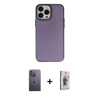 MARSİLYAN™- iPhone 13 Pro Max Kılıf Ahenk Çizgi Prime - Siyah Bilvis 3D Cam Ekran Koruyucu + Neon Fosforlu Kamera Lens - BZ