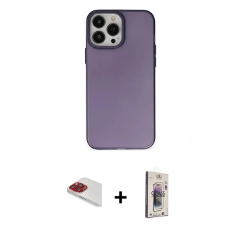 MARSİLYAN™- iPhone 13 Pro Max Kılıf Ahenk Çizgi Prime - Siyah Bilvis 3D Cam Ekran Koruyucu + Pers Alüminyum Kamera Lens - KI