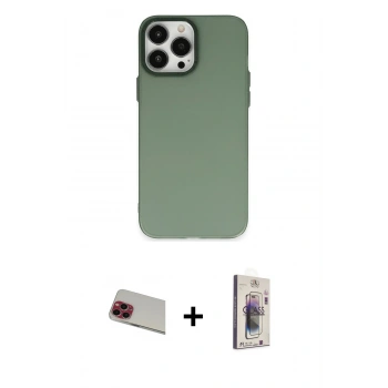 MARSİLYAN™- iPhone 13 Pro Max Kılıf Ahenk Çizgi Prime - Siyah Bilvis 3D Cam Ekran Koruyucu + Rainbow Kamera Lens Koruma Cam - KI
