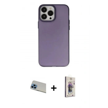 MARSİLYAN™- iPhone 13 Pro Max Kılıf Ahenk Çizgi Prime - Siyah Bilvis 3D Cam Ekran Koruyucu + Rainbow Kamera Lens Koruma Cam - MI