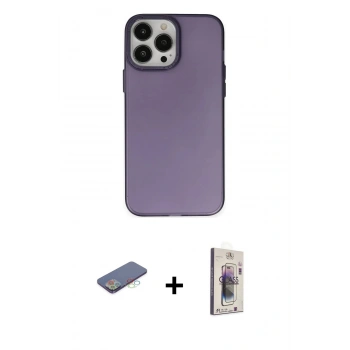 MARSİLYAN™- iPhone 13 Pro Max Kılıf Ahenk Çizgi Prime - Siyah Bilvis 3D Cam Ekran Koruyucu + Renkli Kamera Lens Koruma Cam - MI