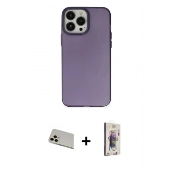 MARSİLYAN™- iPhone 13 Pro Max Kılıf Ahenk Çizgi Prime - Siyah Bilvis 3D Cam Ekran Koruyucu + Rainbow Kamera Lens Koruma Cam - REGD