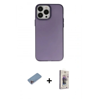MARSİLYAN™- iPhone 13 Pro Max Kılıf Ahenk Çizgi Prime - Siyah Bilvis 3D Cam Ekran Koruyucu + Shine Kamera Lens Koruma Cam - PE