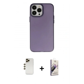 MARSİLYAN™- iPhone 13 Pro Max Kılıf Ahenk Çizgi Prime - Siyah Bilvis 3D Mat Cam Ekran Koruyucu + Shine Kamera Lens - GD