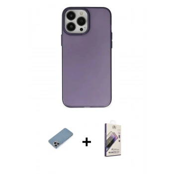 MARSİLYAN™- iPhone 13 Pro Max Kılıf Ahenk Çizgi Prime - Siyah Bilvis 3D Mat Cam Ekran Koruyucu + Shine Kamera Lens Koruma Cam - GI