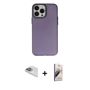 MARSİLYAN™- iPhone 13 Pro Max Kılıf Ahenk Çizgi Prime - Siyah Bilvis 3D Mat Cam Ekran Koruyucu + Pers Alüminyum Kamera Lens - SABE