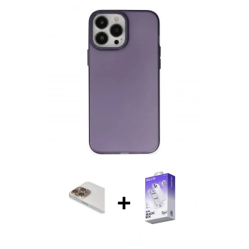 MARSİLYAN™- iPhone 13 Pro Max Kılıf Ahenk Çizgi Prime - Siyah Bilvis 5in1 3D Magic Cam Ekran Koruyucu + Pers Alüminyum Kamera Lens - GD