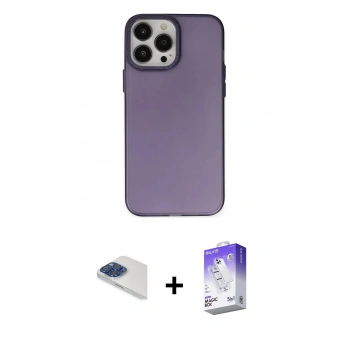 MARSİLYAN™- iPhone 13 Pro Max Kılıf Ahenk Çizgi Prime - Siyah Bilvis 5in1 3D Magic Cam Ekran Koruyucu + Pers Alüminyum Kamera Lens - LT