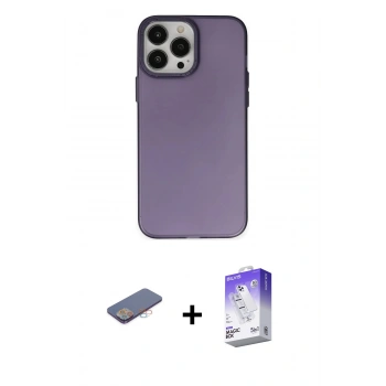MARSİLYAN™- iPhone 13 Pro Max Kılıf Ahenk Çizgi Prime - Siyah Bilvis 5in1 3D Magic Cam Ekran Koruyucu + Renkli Kamera Lens Koruma Cam - PE