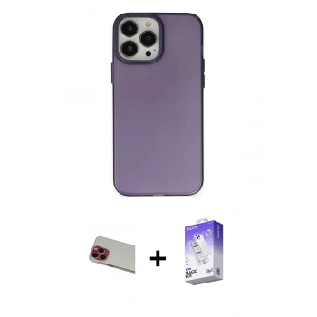MARSİLYAN™- iPhone 13 Pro Max Kılıf Ahenk Çizgi Prime - Siyah Bilvis 5in1 3D Magic Cam Ekran Koruyucu + Rainbow Kamera Lens Koruma Cam - KI