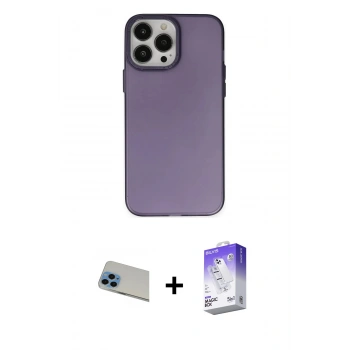 MARSİLYAN™- iPhone 13 Pro Max Kılıf Ahenk Çizgi Prime - Siyah Bilvis 5in1 3D Magic Cam Ekran Koruyucu + Rainbow Kamera Lens Koruma Cam - MI