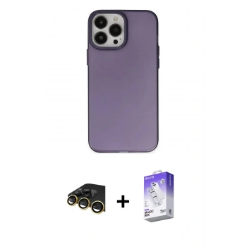 MARSİLYAN™- iPhone 13 Pro Max Kılıf Ahenk Çizgi Prime - Siyah Bilvis 5in1 3D Magic Cam Ekran Koruyucu + Raze Metal Kamera Lens - GD