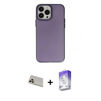 MARSİLYAN™- iPhone 13 Pro Max Kılıf Ahenk Çizgi Prime - Siyah Bilvis 5in1 3D Magic Cam Ekran Koruyucu + Rainbow Kamera Lens Koruma Cam - REGD