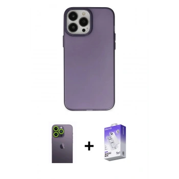 MARSİLYAN™- iPhone 13 Pro Max Kılıf Ahenk Çizgi Prime - Siyah Bilvis 5in1 3D Magic Cam Ekran Koruyucu + Neon Fosforlu Kamera Lens - YL