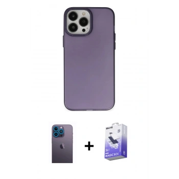 MARSİLYAN™- iPhone 13 Pro Max Kılıf Ahenk Çizgi Prime - Siyah Bilvis 5in1 5D Magic Hayalet Cam Ekran Koruyucu + Neon Fosforlu Kamera Lens - MI