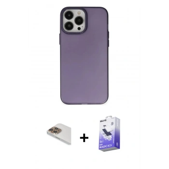 MARSİLYAN™- iPhone 13 Pro Max Kılıf Ahenk Çizgi Prime - Siyah Bilvis 5in1 5D Magic Hayalet Cam Ekran Koruyucu + Pers Alüminyum Kamera Lens - GD