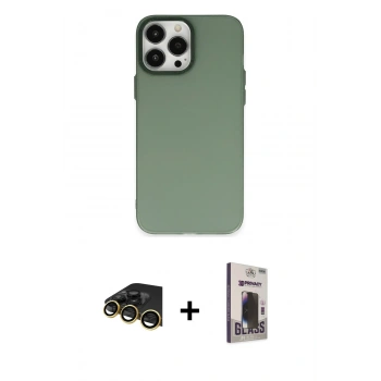 MARSİLYAN™- iPhone 13 Pro Max Kılıf Ahenk Çizgi Prime - Siyah Bilvis Hayalet Cam Ekran Koruyucu + Raze Metal Kamera Lens - GD