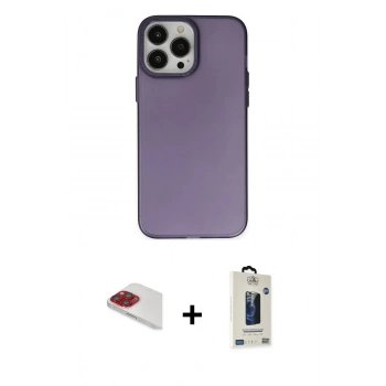 MARSİLYAN™- iPhone 13 Pro Max Kılıf Ahenk Çizgi Prime - Siyah Bilvis Hayalet Cam Ekran Koruyucu + Pers Alüminyum Kamera Lens - KI