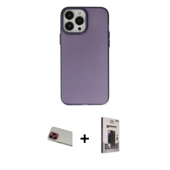 MARSİLYAN™- iPhone 13 Pro Max Kılıf Ahenk Çizgi Prime - Siyah Bilvis Hayalet Cam Ekran Koruyucu + Rainbow Kamera Lens Koruma Cam - KI