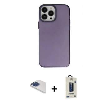 MARSİLYAN™- iPhone 13 Pro Max Kılıf Ahenk Çizgi Prime - Siyah Bilvis Hayalet Cam Ekran Koruyucu + Pers Alüminyum Kamera Lens - LT