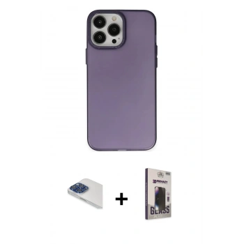MARSİLYAN™- iPhone 13 Pro Max Kılıf Ahenk Çizgi Prime - Siyah Bilvis Hayalet Cam Ekran Koruyucu + Pers Alüminyum Kamera Lens - LT