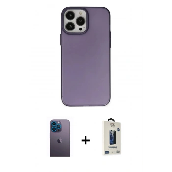 MARSİLYAN™- iPhone 13 Pro Max Kılıf Ahenk Çizgi Prime - Siyah Bilvis Hayalet Cam Ekran Koruyucu + Neon Fosforlu Kamera Lens - MI