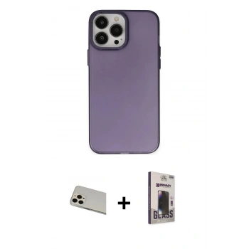 MARSİLYAN™- iPhone 13 Pro Max Kılıf Ahenk Çizgi Prime - Siyah Bilvis Hayalet Cam Ekran Koruyucu + Rainbow Kamera Lens Koruma Cam - REGD