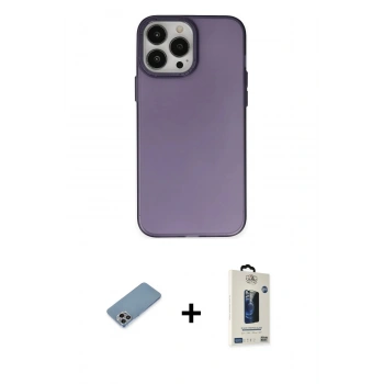MARSİLYAN™- iPhone 13 Pro Max Kılıf Ahenk Çizgi Prime - Siyah Bilvis Hayalet Cam Ekran Koruyucu + Shine Kamera Lens Koruma Cam - GI