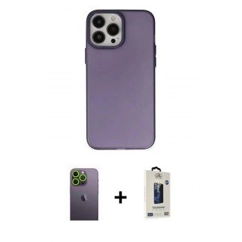 MARSİLYAN™- iPhone 13 Pro Max Kılıf Ahenk Çizgi Prime - Siyah Bilvis Hayalet Cam Ekran Koruyucu + Neon Fosforlu Kamera Lens - YL