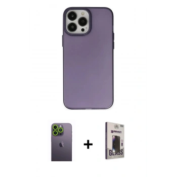 MARSİLYAN™- iPhone 13 Pro Max Kılıf Ahenk Çizgi Prime - Siyah Bilvis Hayalet Cam Ekran Koruyucu + Neon Fosforlu Kamera Lens - YL
