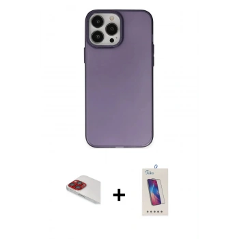 MARSİLYAN™- iPhone 13 Pro Max Kılıf Ahenk Çizgi Prime - Siyah Joko 5D Cam + Pers Alüminyum Kamera Lens - KI