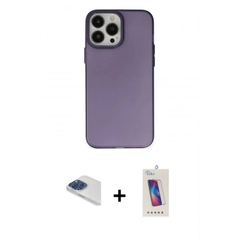 MARSİLYAN™- iPhone 13 Pro Max Kılıf Ahenk Çizgi Prime - Siyah Joko 5D Cam + Pers Alüminyum Kamera Lens - LT